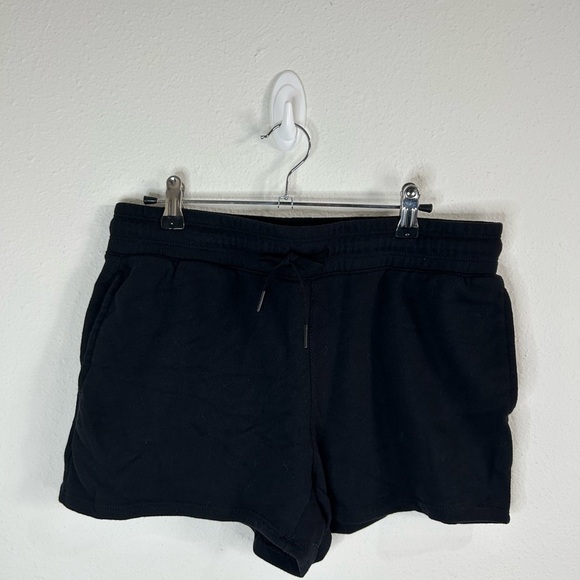 Yogalicious Womens Large Black Lounge Shorts Drawstring Pocket Athleisure Cotton - Picture 2 of 6